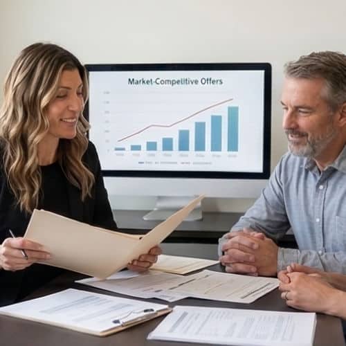 Courtney Reviewing Listing Offers with Clients